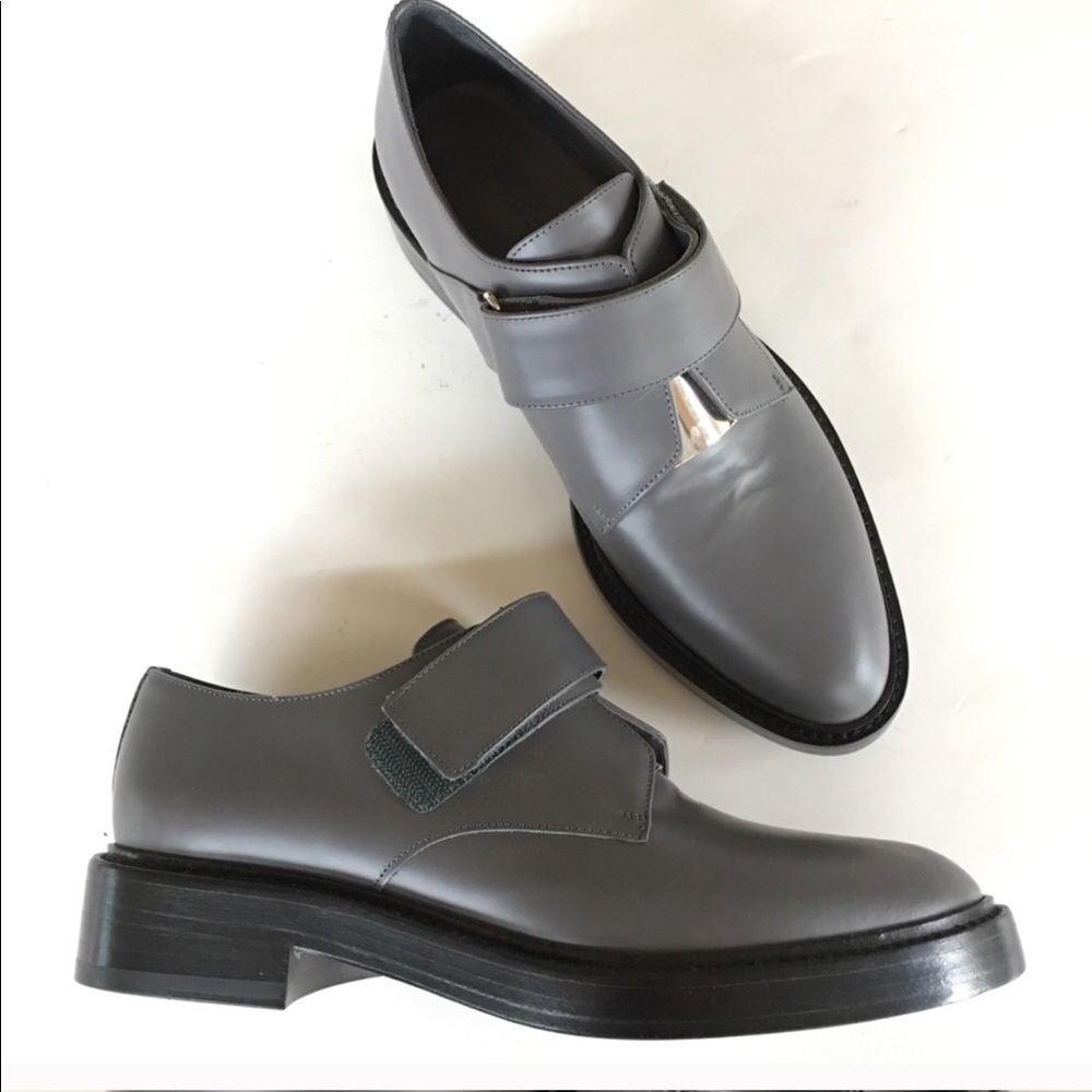 NEW VINCE grey gray leather oxford dress shoe 7 37